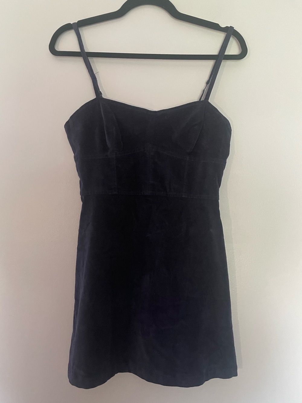 Navy Blue Velvet Slip Dress with Spaghetti Straps Urban Outfitters size M